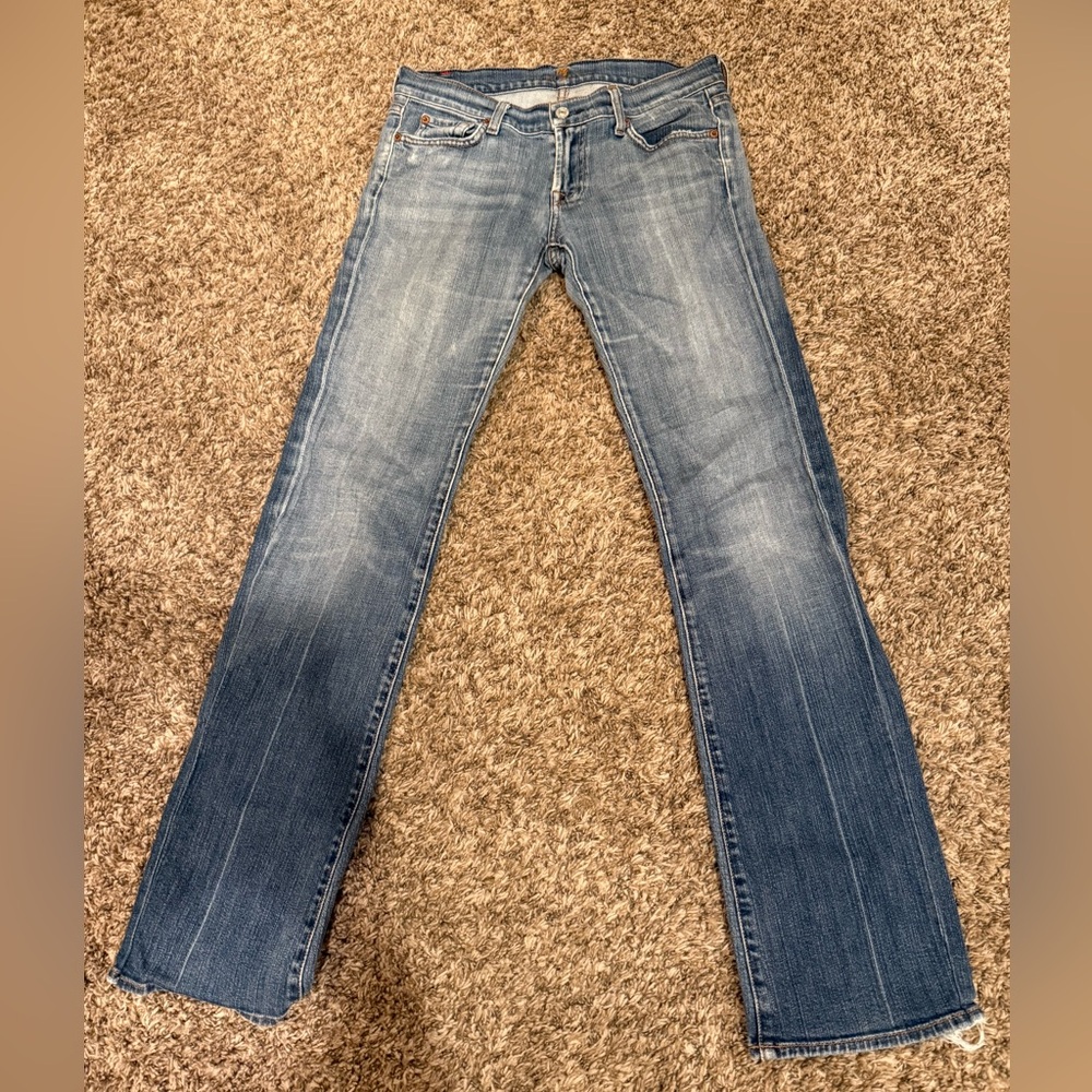 7 for All Mankind Jeans Womens Size 29 Flare Light Blue Denim Stretch